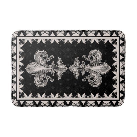Fleur-de-lis - Black en Cream Badmat (Voorkant)