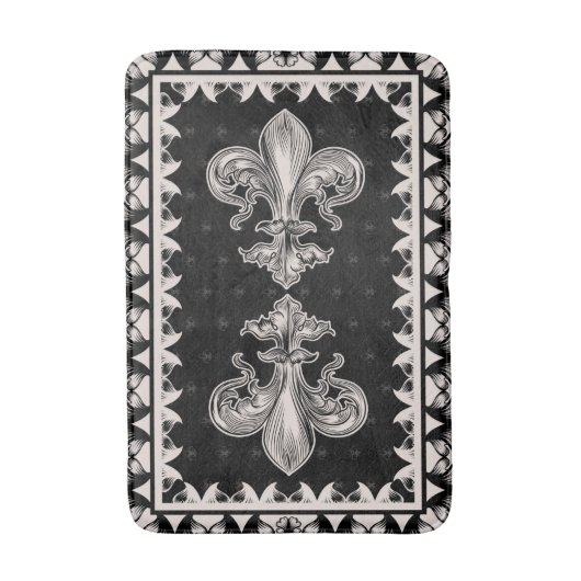 Fleur-de-lis - Black en Cream Badmat (Voorkant Verticaal)