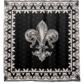 Fleur-de-lis - Black en Cream Douchegordijn (Voorkant)