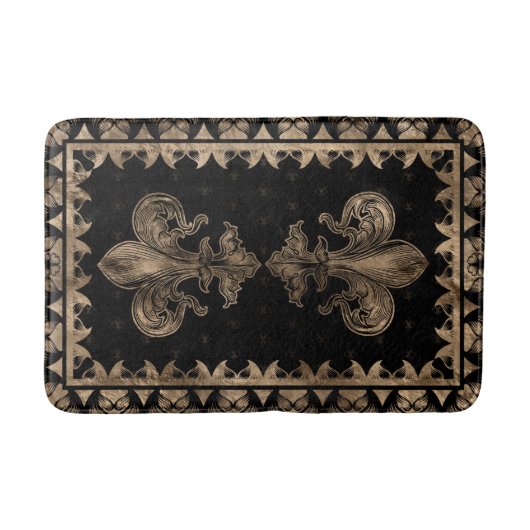Fleur-de-lis - Black en Gold Badmat (Voorkant)