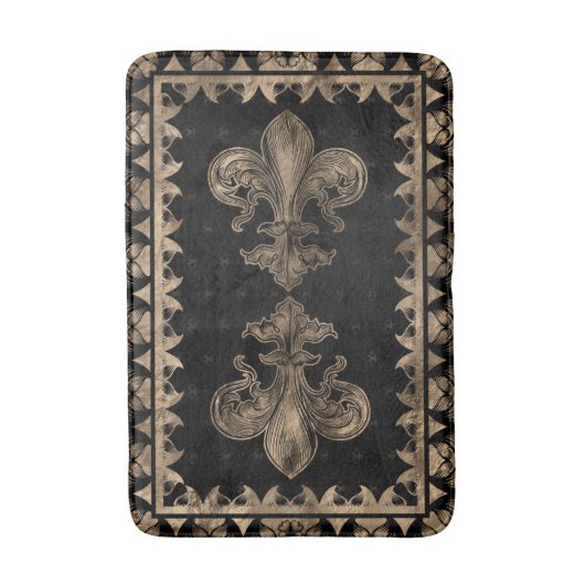 Fleur-de-lis - Black en Gold Badmat (Voorkant Verticaal)