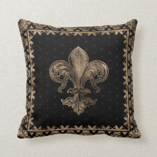 Fleur-de-lis - Black en Gold Kussen