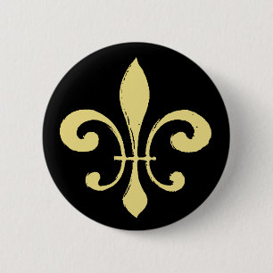Fleur De Lis, Black en Gold Ronde Button 5,7 Cm