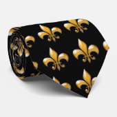 Fleur de Lis Black en Gold Stropdas (Opgerold)