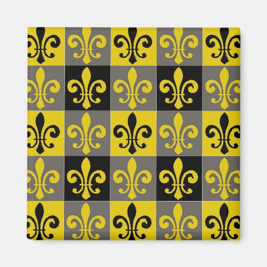 Fleur De Lis Black en Gold Tegels Magneet (Voorkant)