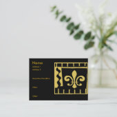 Fleur De Lis Black en Gold Tegels Visitekaartje (Staand voorkant)