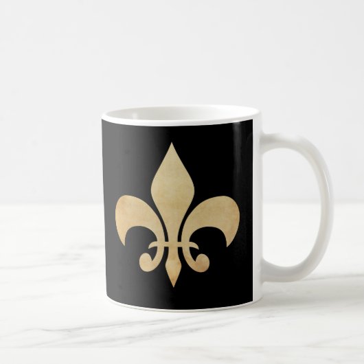 Fleur de Lis Black en Tan Koffiemok (Rechts)