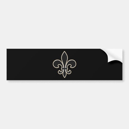 Fleur DE Lis Black met Wit en Gouden Bumpersticker (Voorkant)