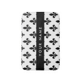 Fleur de Lis, Black on White, Black, Your Name Badmat (Voorkant Verticaal)