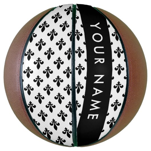 Fleur de Lis, Black on White, Black, Your Name Basketbal (Verticaal)