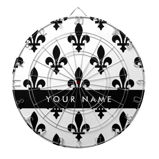 Fleur de Lis, Black on White, Black, Your Name Dartbord (Voorkant)