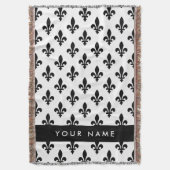 Fleur de Lis, Black on White, Black, Your Name Deken (Voorkant Verticaal)