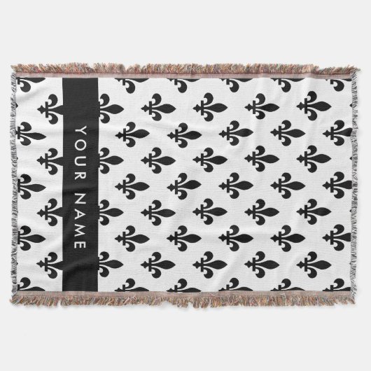 Fleur de Lis, Black on White, Black, Your Name Deken (Voorkant)