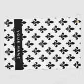 Fleur de Lis, Black on White, Black, Your Name Golfhanddoek (Horizontaal)