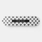 Fleur de Lis, Black on White, Black, Your Name Persoonlijk Skateboard (Horizontaal)