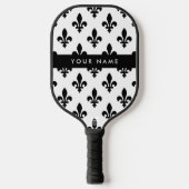 Fleur de Lis, Black on White, Black, Your Name Pickleball Paddle (Voorkant)
