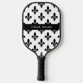 Fleur de Lis, Black on White, Black, Your Name Pickleball Paddle (Achterkant)