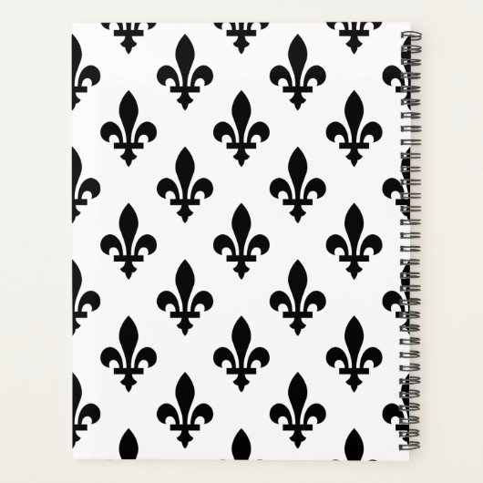 Fleur de Lis, Black on White, Black, Your Name Planner (Achterkant)