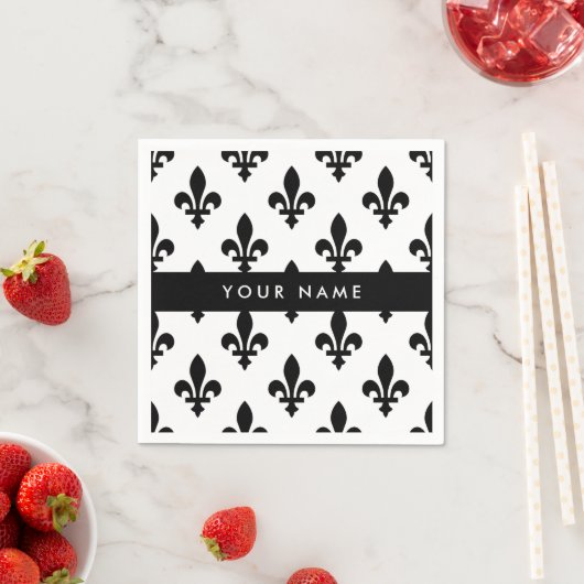 Fleur de Lis, Black on White, Black, Your Name Servet (Insitu)