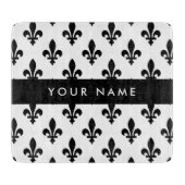 Fleur de Lis, Black on White, Black, Your Name Snijplank (Voorkant)