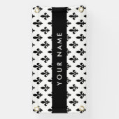 Fleur de Lis, Black on White, Black, Your Name Spandoek (Verticaal)