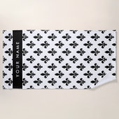 Fleur de Lis, Black on White, Black, Your Name Strandlaken (Voorkant)
