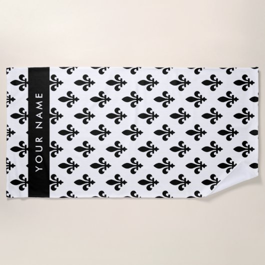 Fleur de Lis, Black on White, Black, Your Name Strandlaken (Voorkant)