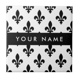 Fleur de Lis, Black on White, Black, Your Name Tegeltje