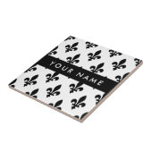 Fleur de Lis, Black on White, Black, Your Name Tegeltje (Zijkant)