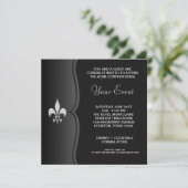 Fleur De Lis Black Tie Zakelijk Feest Kaart (Staand voorkant)
