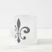 Fleur de Lis, Black Washout Matglas Koffiemok (Voorkant links)