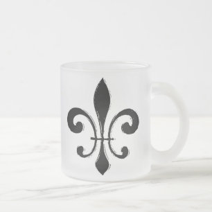 Fleur de Lis, Black Washout Matglas Koffiemok