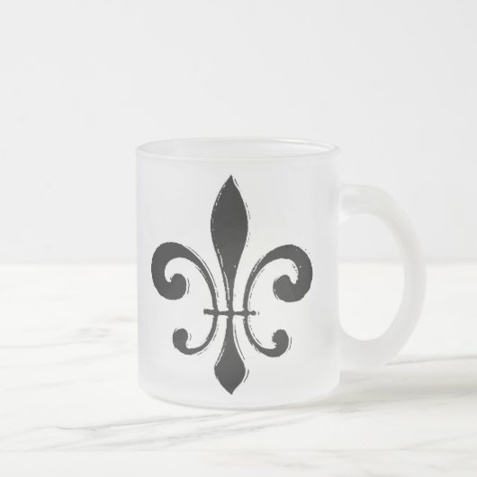 Fleur de Lis, Black Washout Matglas Koffiemok (Rechts)