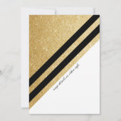 Fleur De Lis Black White Gold Glitter Weddenschap Kaart (Achterkant)