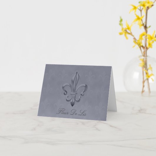 Fleur de Lis BLANK Note Card Kaart (Gele Bloem)
