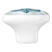 Fleur-De-Lis Blauw Marmer en parel Keramische Knop (Zijkant)