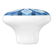 Fleur-de-lis - Blauw Marmer mozaïek kunst Keramische Knop (Zijkant)