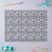 Fleur De Lis Blauwe en Witte Tegelmotief Decoupage Tissuepapier (Craft)
