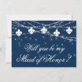 Fleur de Lis Blauwe Lichten | Be My Maid of Honor (Voorkant)