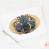  "fleur de lis"-blauwe metalen grijpeffecten ovale sticker (Envelop)