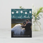 Fleur de Lis Blauwgroen lichten | Foto-hartliefde  Bedankkaart (Staand voorkant)