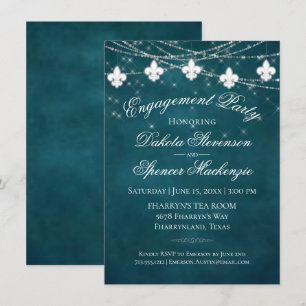 Fleur de Lis Blauwgroen lichten Moody Engagement Kaart