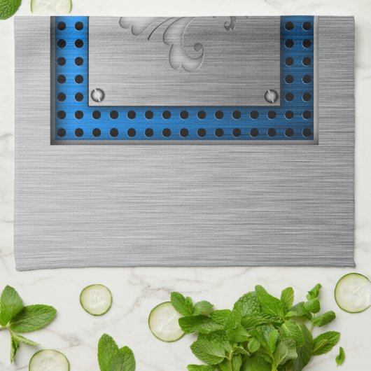 Fleur de lis; blik van geborsteld metaal theedoek (Gevouwen)