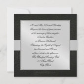 Fleur De Lis Blk Faux Leather Monogram Uitnodiging (Achterkant)