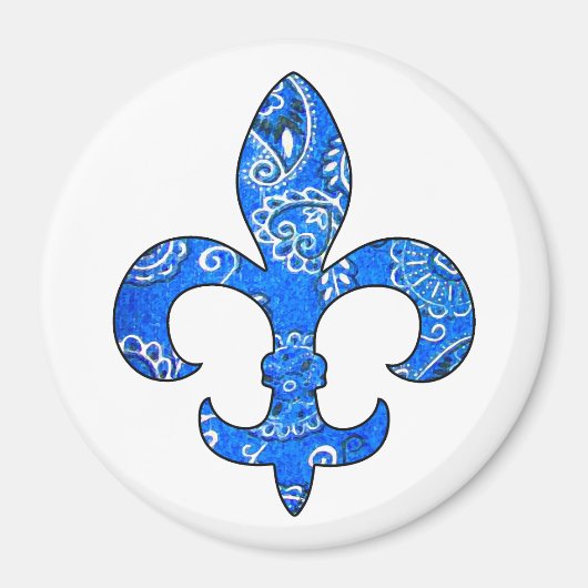 Fleur de lis Blue Bandana Magnet (Voorkant)