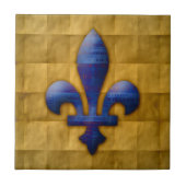 Fleur de Lis Blue en Gold Tegeltje (Voorkant)