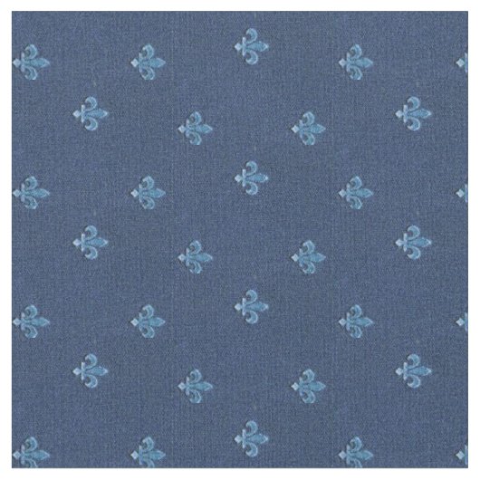 Fleur de Lis Blue French  Pattern Stof (Close Up)