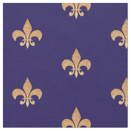 Fleur De Lis Blue Gold . Koninklijk patroon Stof