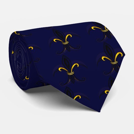 Fleur de lis Blue/Gold Stropdas (Opgerold)