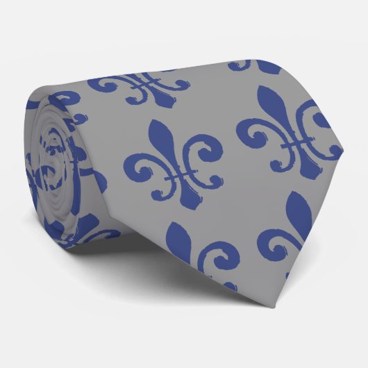 Fleur De Lis Blue Stropdas (Opgerold)